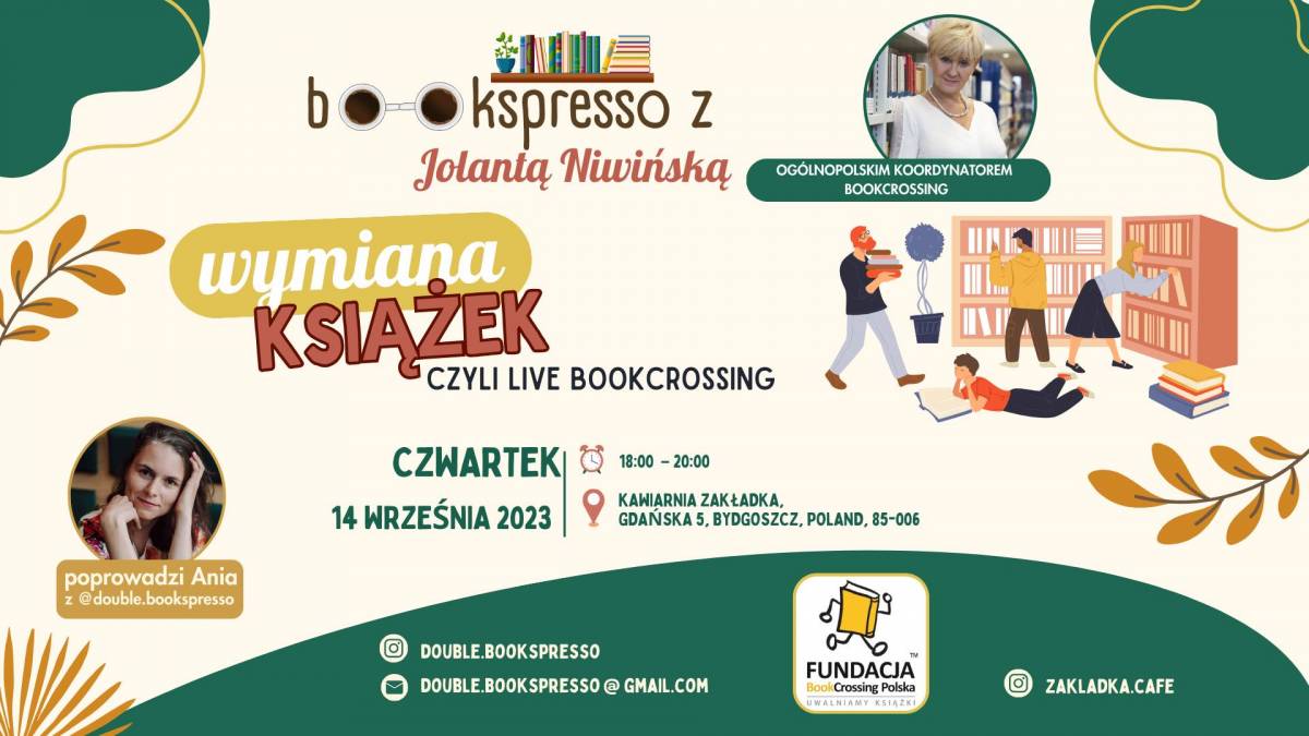 Live Bookcrossing & Bookspresso z Jolantą Niwińską