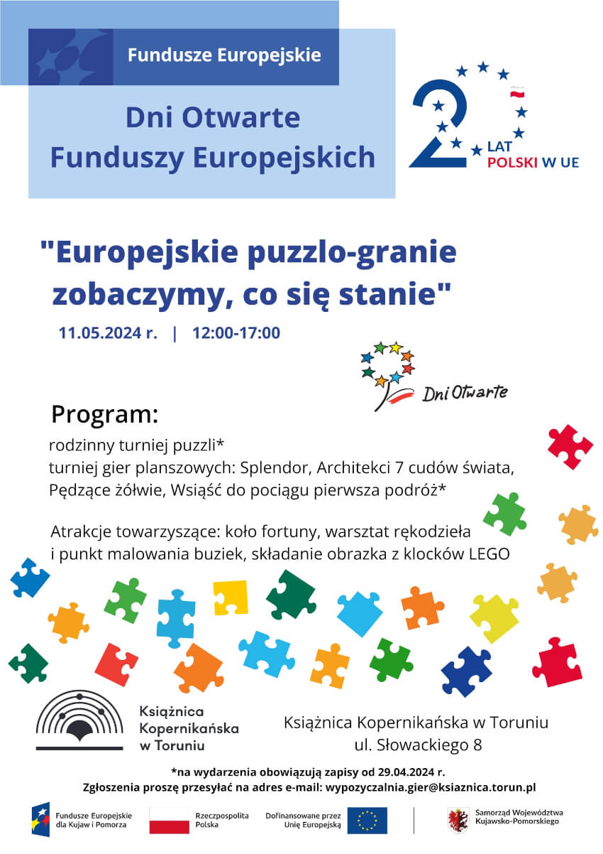 11 MAJA: Europejskie puzzlo-granie - zobaczymy, co się stanie. Dni Otwarte Funduszy Europejskich