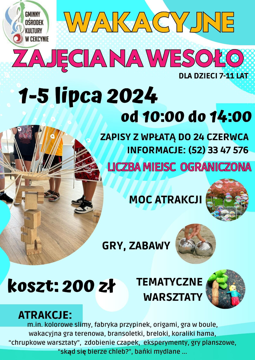 Wakacyjne zajęcia 1-5 lipiec