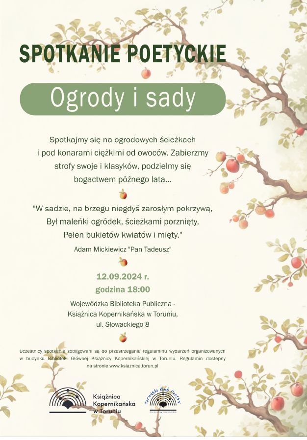 Spotkanie poetyckie. Ogrody i sady