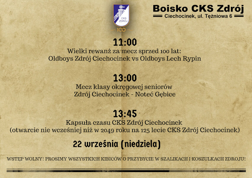 Mecz Oldboys Ciechocinek vs Oldboys Lech Rypin/ Zdrój Ciechocinek- Noteć Gębice/Kapsuła czasu