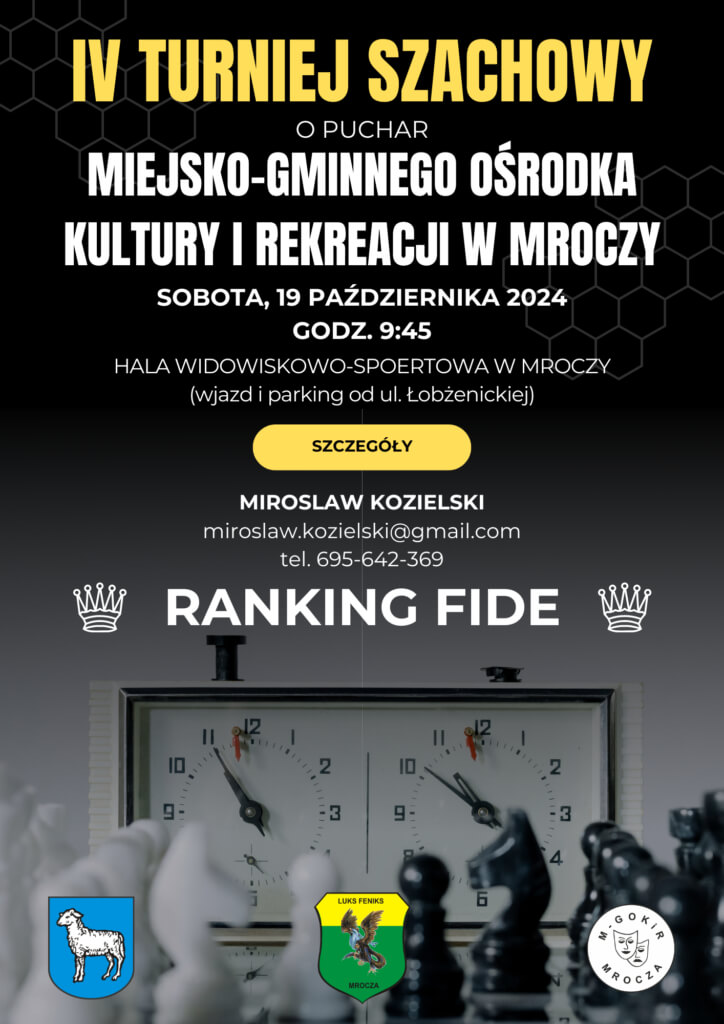 IV Turniej Szachowy o puchar Miejsko-Gminnego Ośrodka Kultury i Rekreacji w Mroczy