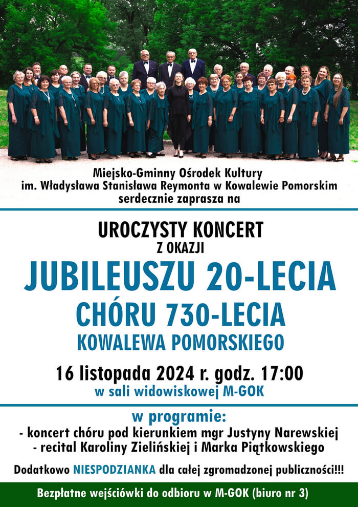 JUBILEUSZ 20-LECIA CHÓRU 730-LECIA KOWALEWA POMORSKIEGO