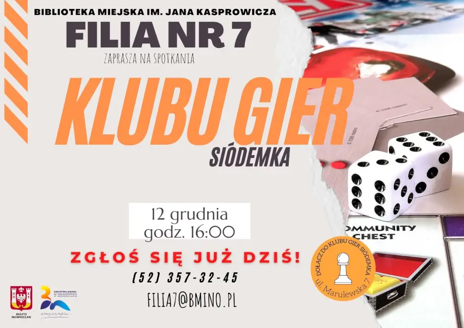 Gry planszowe w Filii nr 7 – Klub Gier „Siódemka” zaprasza