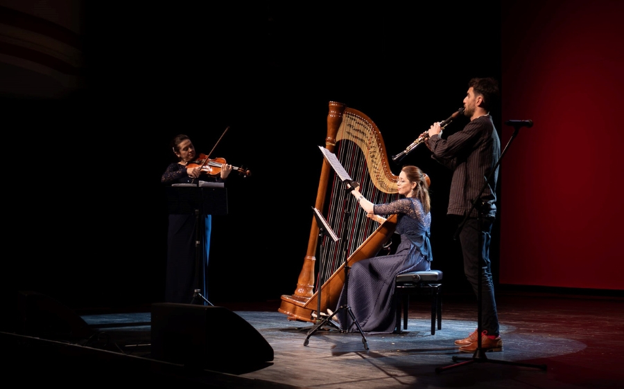 Młyny na lato: Trio klasyczne altówka/klarnet/harfa – koncert na tarasie