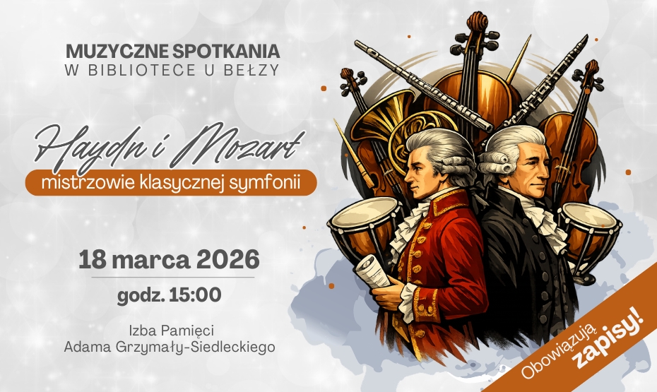 Haydn i Mozart – mistrzowie klasycznej symfonii | Muzyczne Spotkania w Bibliotece u Bełzy