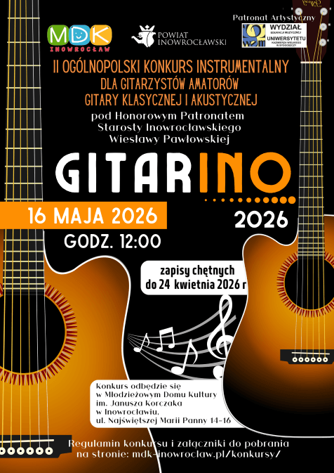 „GITARINO 2026” – zapraszamy na ogólnopolski konkurs gitarowy