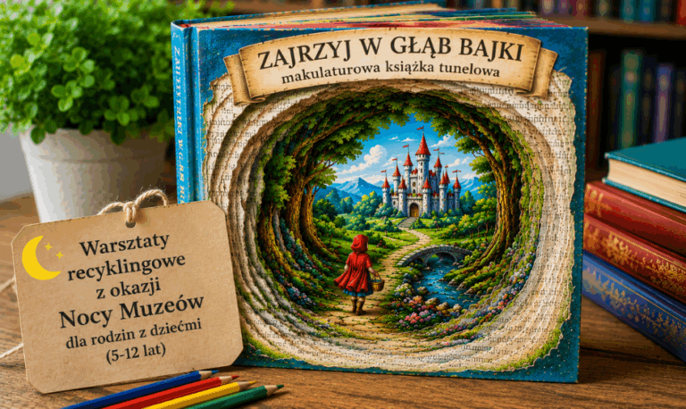 Zajrzyj w głąb bajki – makulaturowa książka tunelowa. Warsztaty recyklingowe z okazji Nocy Muzeów dla rodzin z dziećmi (5–12 lat)