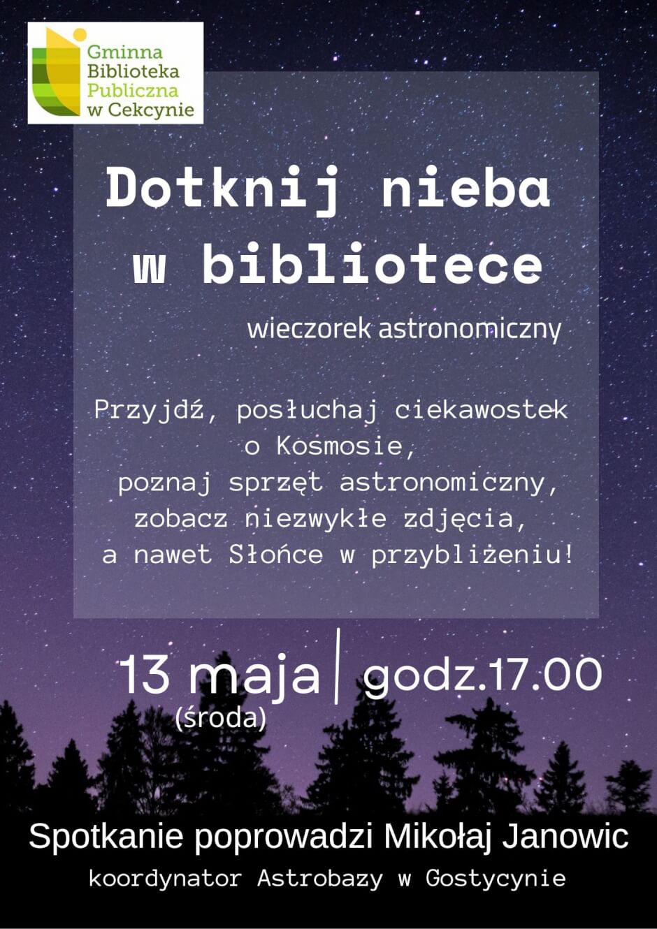 Dotknij nieba w bibliotece - wieczorek astronomiczny