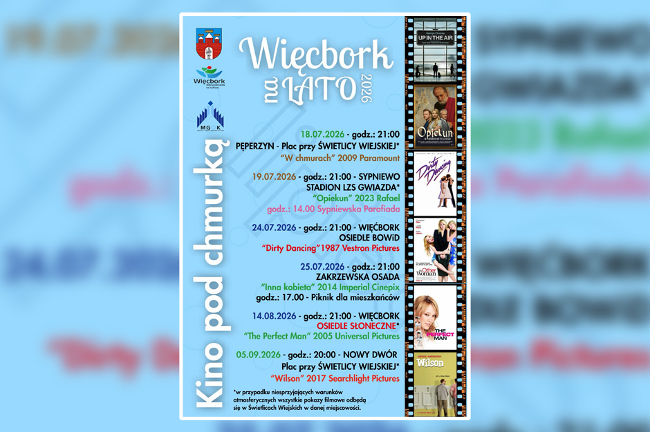 Filmowe wieczory pod gwiazdami w Gminie Więcbork