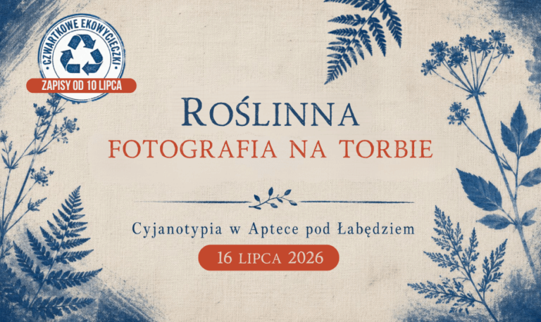 Roślinna fotografia na torbie. Cyjanotypia w Aptece pod Łabędziem  |  Czwartkowa EkoWycieczka