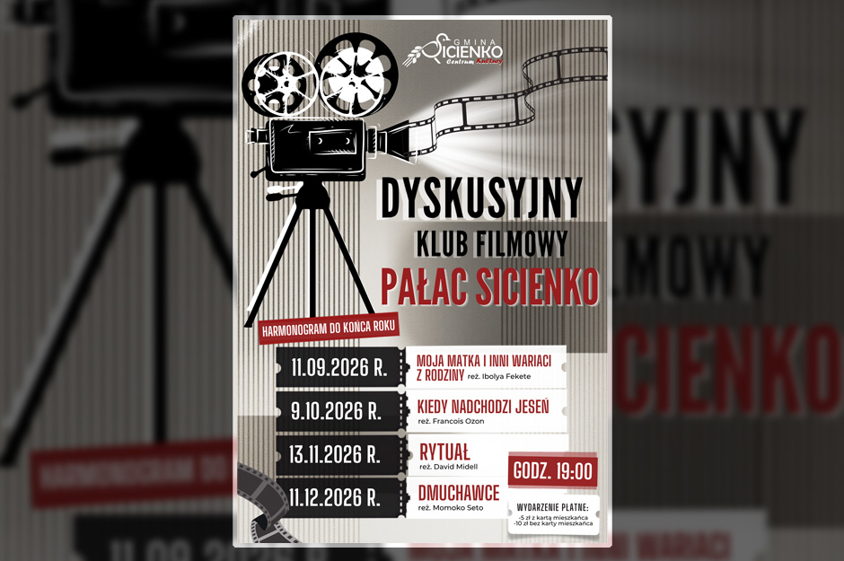 Dyskusyjny Klub Filmowy „Pałac Sicienko” – harmonogram do końca 2026 roku