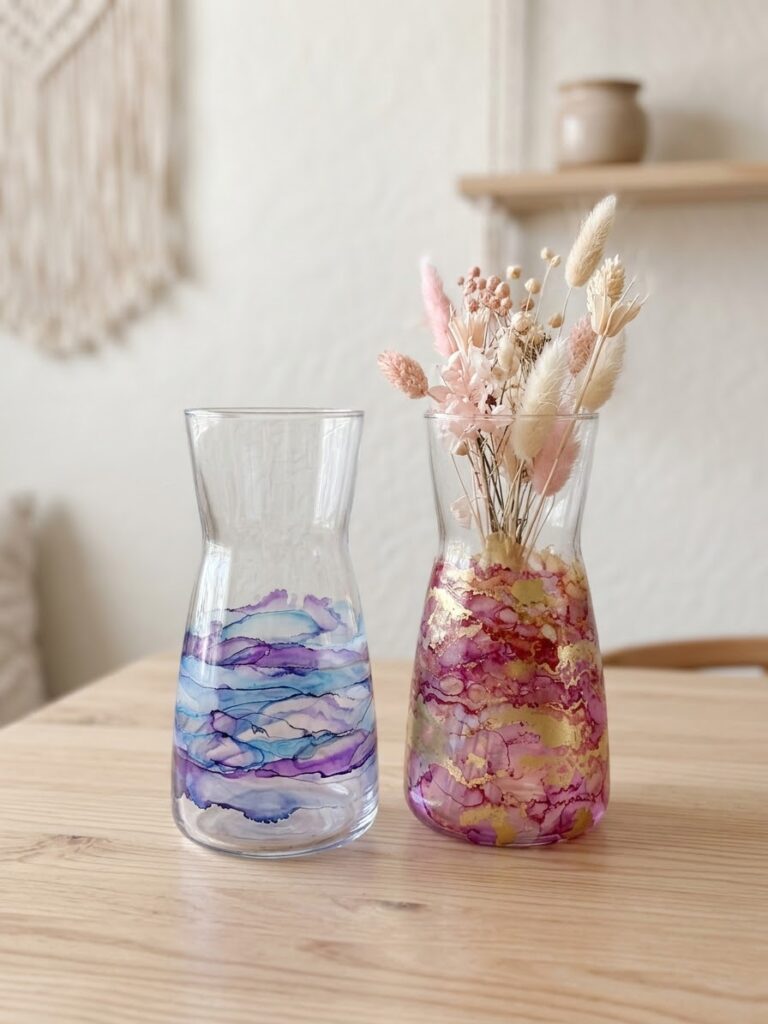 Sztuka użytkowa: Alcohol Ink – wielobarwny wazon