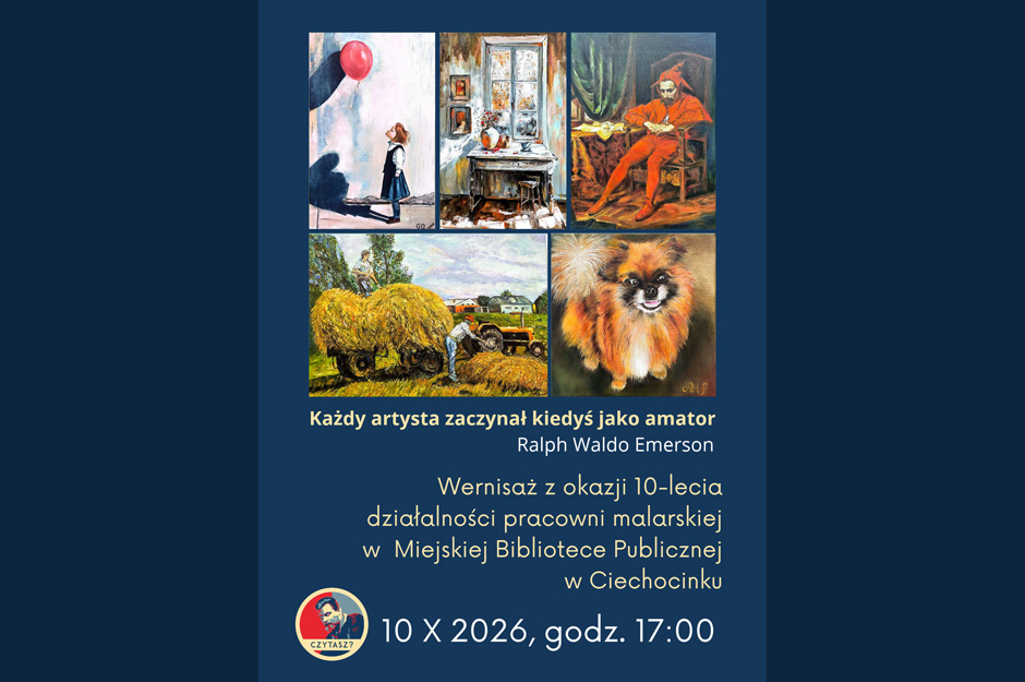 Wernisaż z okazji 10-lecia działalności pracowni malarskiej w Miejskiej Bibliotece Publicznej w Ciechocinku